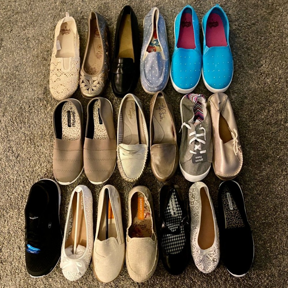 LEFT FOOT Lot of 19 Single Amputee Shoes Womens 8 Kids 6 Various Styles & Brands